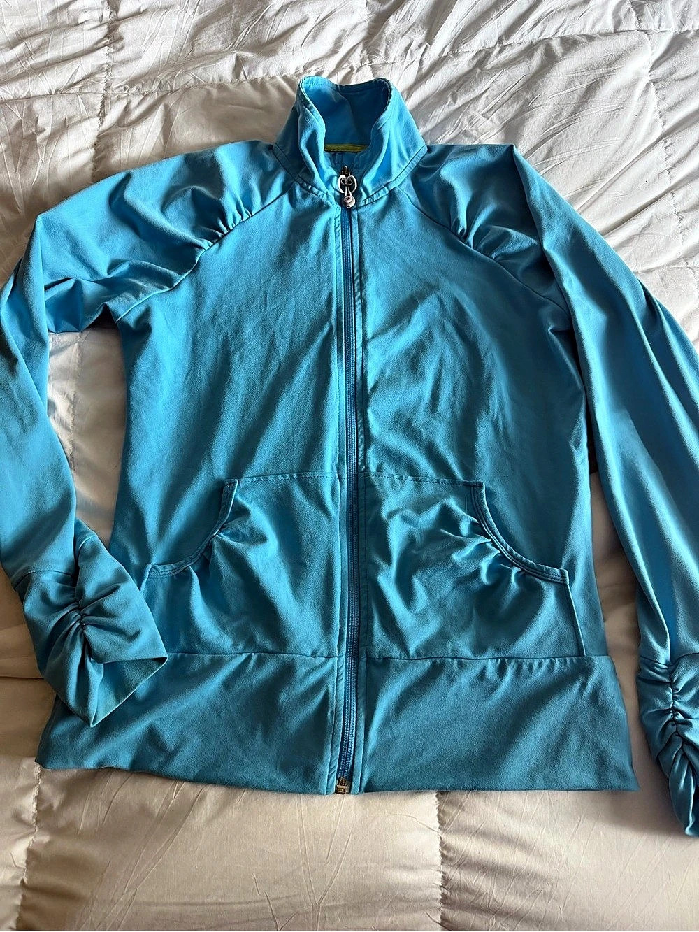 Denver Hayes Active Full-Zip Jacket in Blue Size Extra Small Like New
